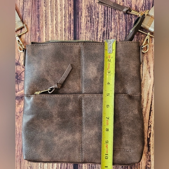 Westbronco Boho Square Crossbody Bag w/ PomPom London Adjustable Striped Strap - Picture 10 of 12